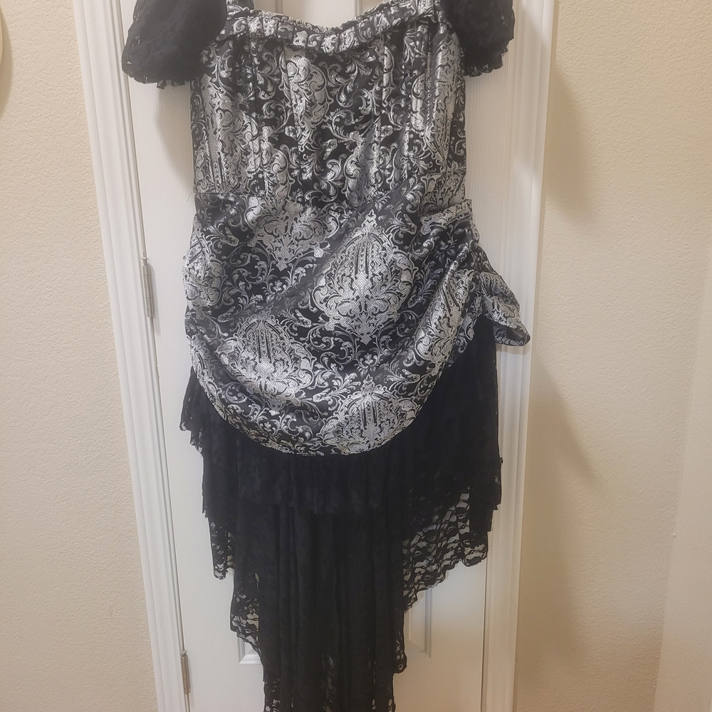 Chic Asymmetrical Black and Silver Dress